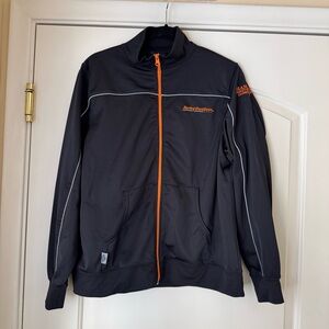 Harley Davidson Black Orange Full Zip Embroidered Track Riding Jacket Womens XL